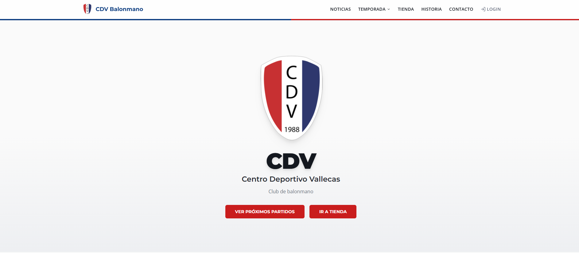 Captura de la web del CDV Balonmano